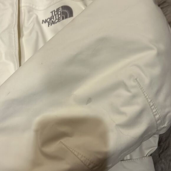 The north face white and gray belted logo nylon Insulated winter jacket - Picture 3 of 11
